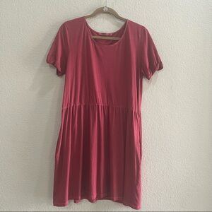 Peruvian Connection Lydia Tunic Dress Sz M Rustic Red Pima Cotton Boho Casual